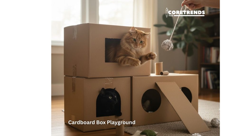 Cardboard Box Playground: DIY Cat toys with household items