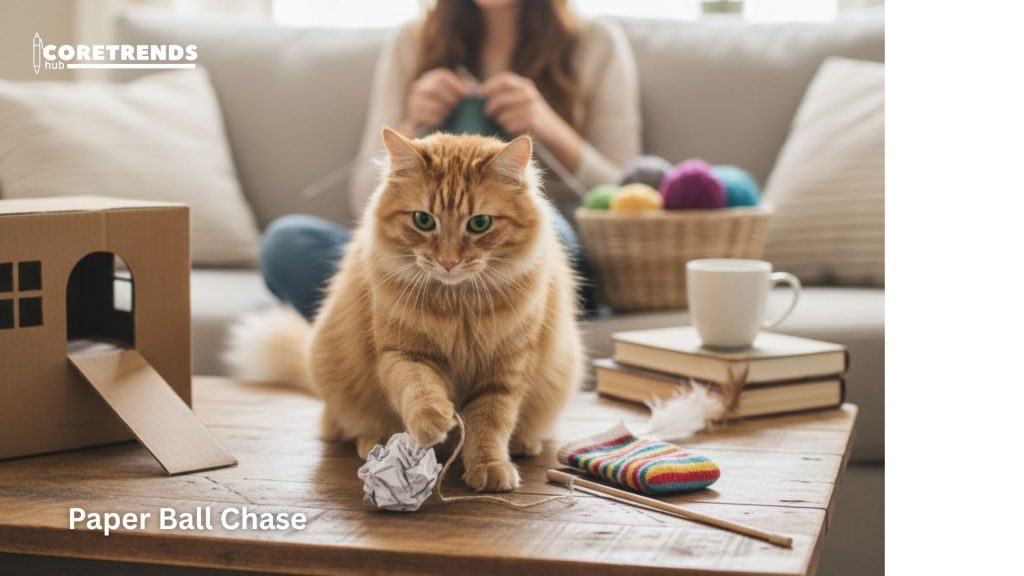 Paper Ball Chase, DIY Cat Toys with household items